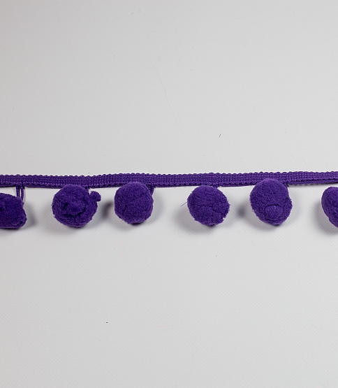4cm Pom Pom Fringe 10 Mtr Purple - Click Image to Close